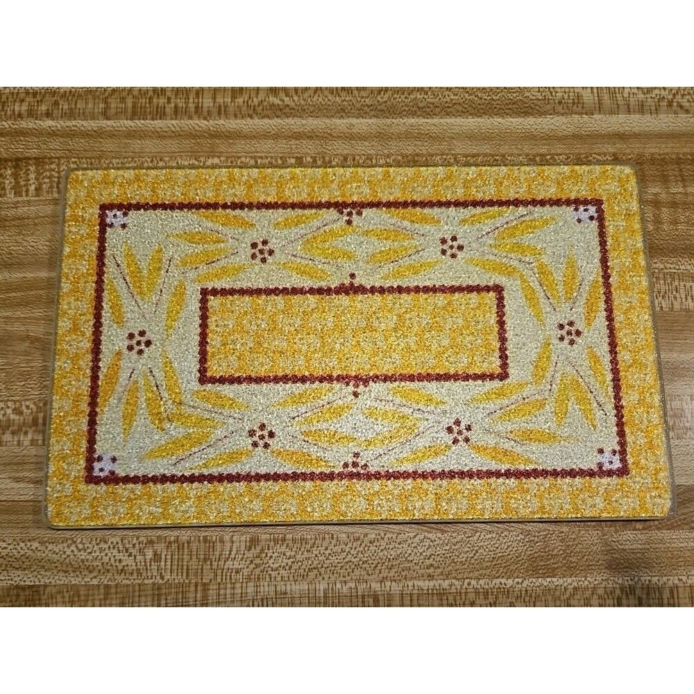 Temptations by Tara Old World Rectangular Glass Trivet Yellow & Red 10" x 6"